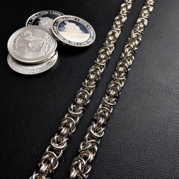 Byzantine Chain Necklace Pure Silver Viking Chain - Picture 5 of 7
